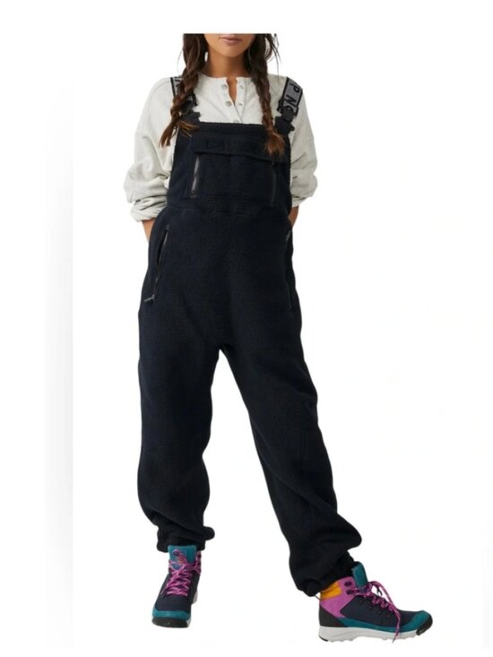 FP Movement by Free People Pants - FP Movement by Free People Hit The Slopes Fleece Salopette Overalls (Medium)